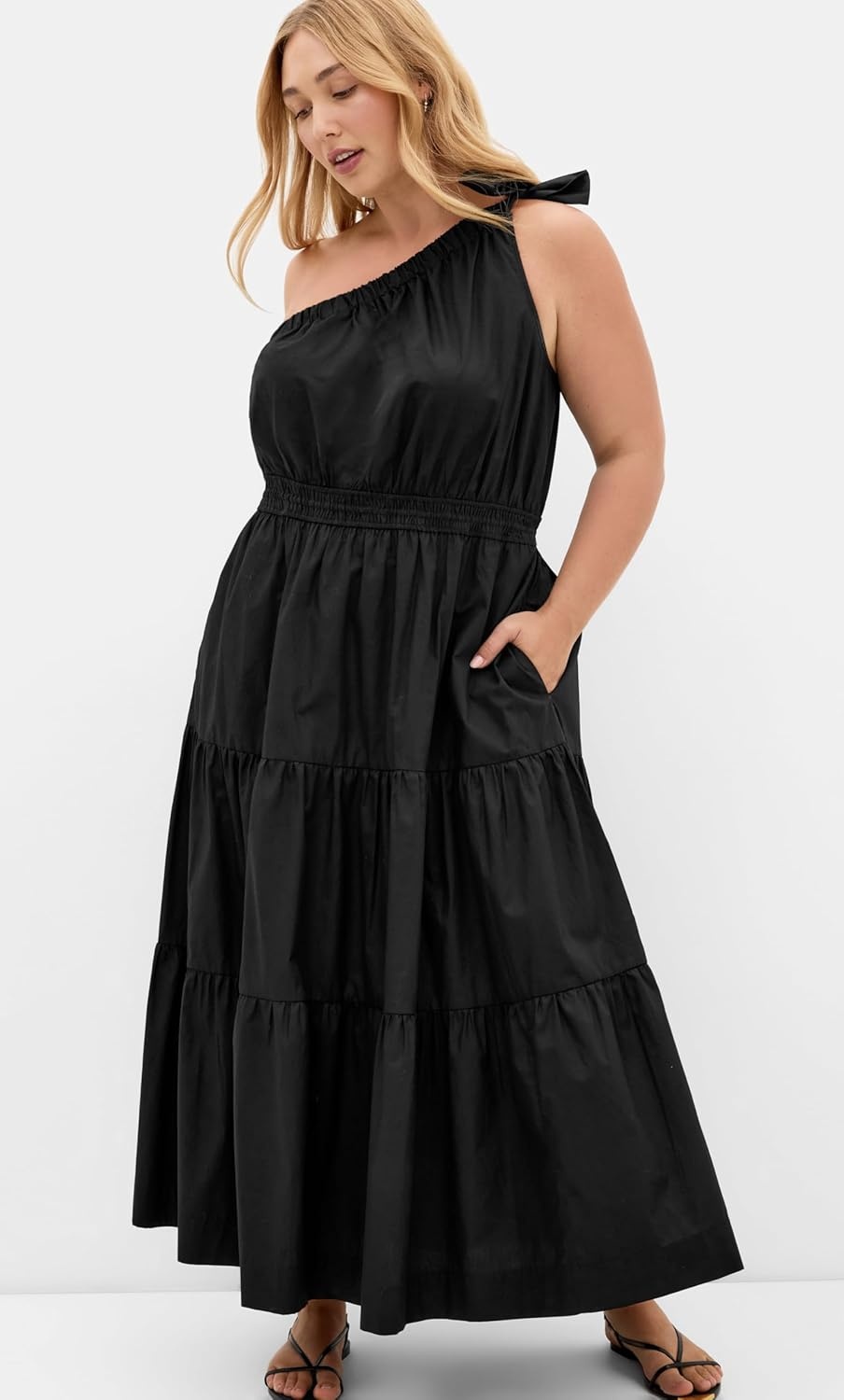 image:imageCity Chic Plus Size Dress Haylee One Shoulder Cotton MaxiBlack