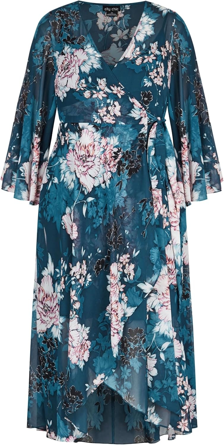 image:imageCity Chic Plus Size Dress Jade Blossom Long Sleeve MaxiJade Blossom