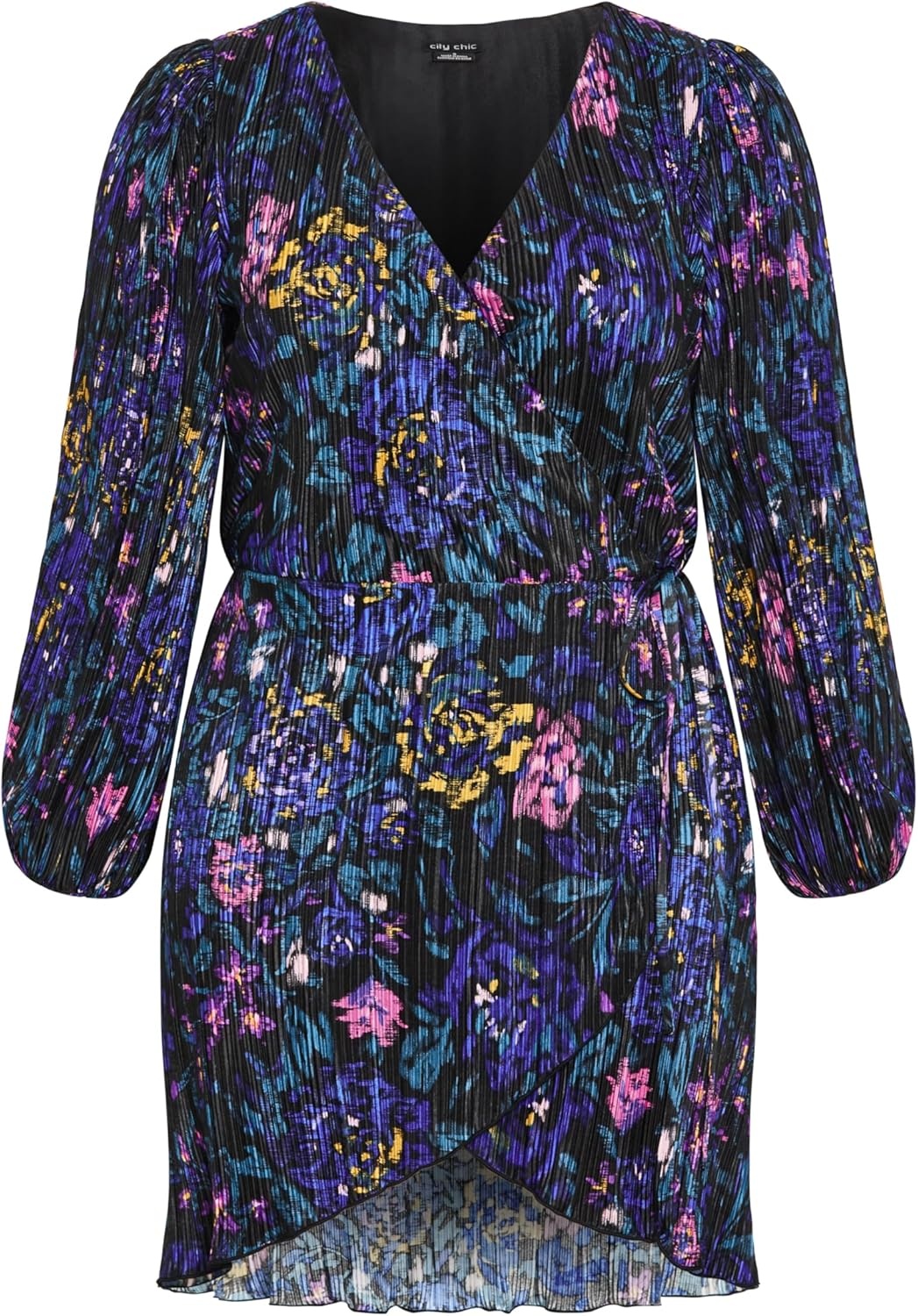 image:imageCity Chic Plus Size Dress Kira Etched Print Wrap MiniEtched Floral