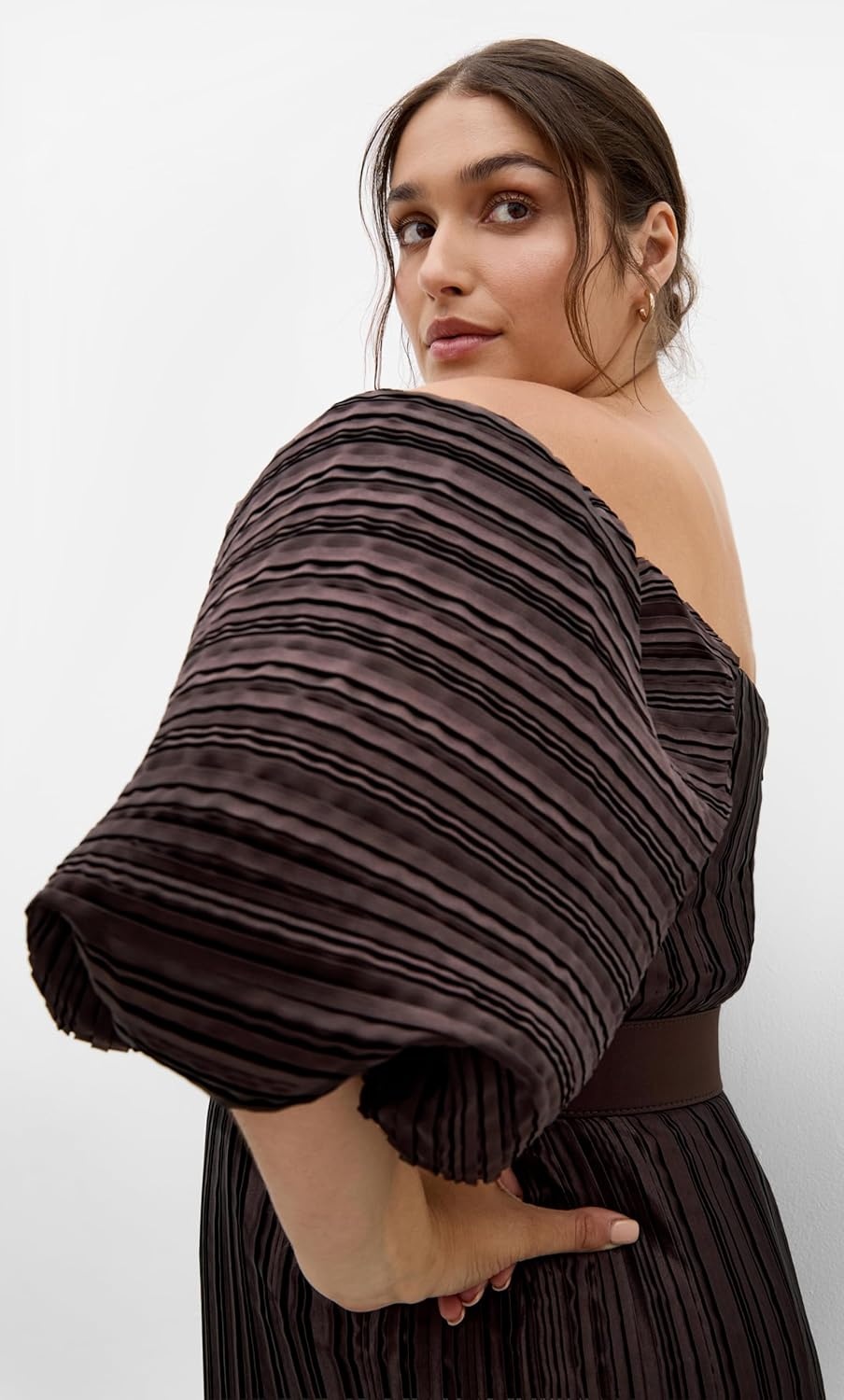 image:imageCity Chic Plus Size Dress Krista PleatChocolate