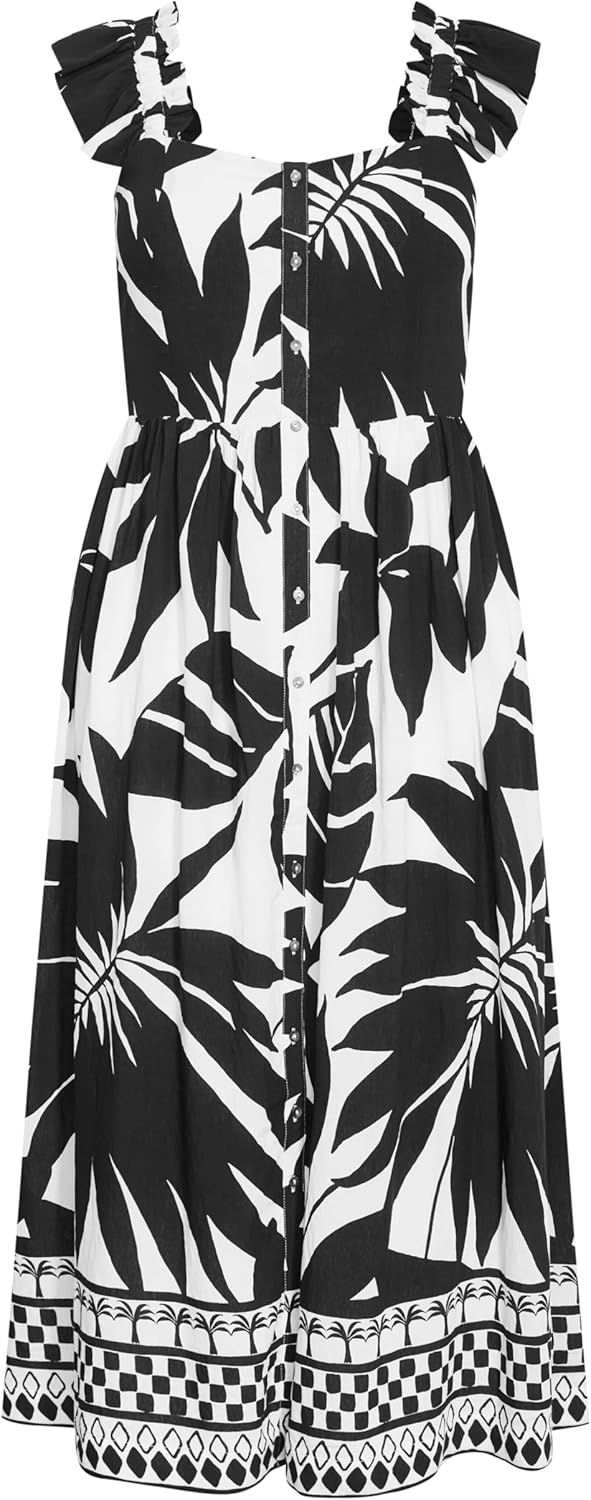 image:imageCity Chic Plus Size Dress Mirage Oasis Print Tie Back MaxiIsland Oasis Bdr