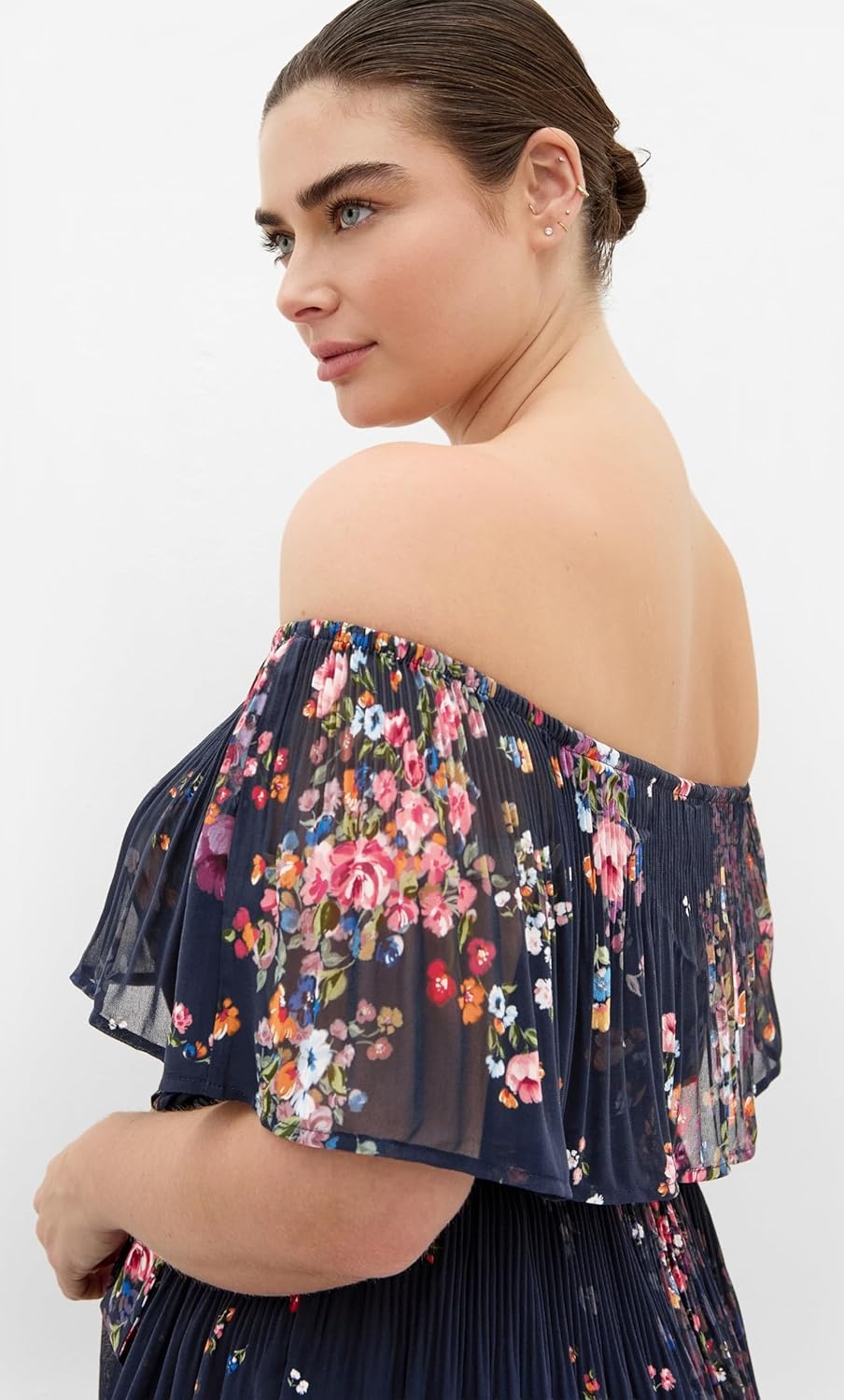image:imageCity Chic Plus Size Dress Night Garden Print Tier MidiRoyal Blue