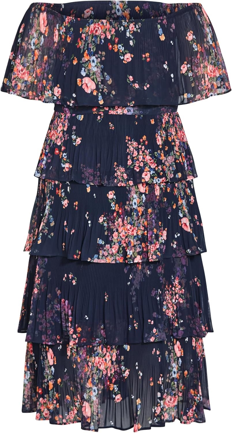 image:imageCity Chic Plus Size Dress Night Garden Print Tier MidiRoyal Blue