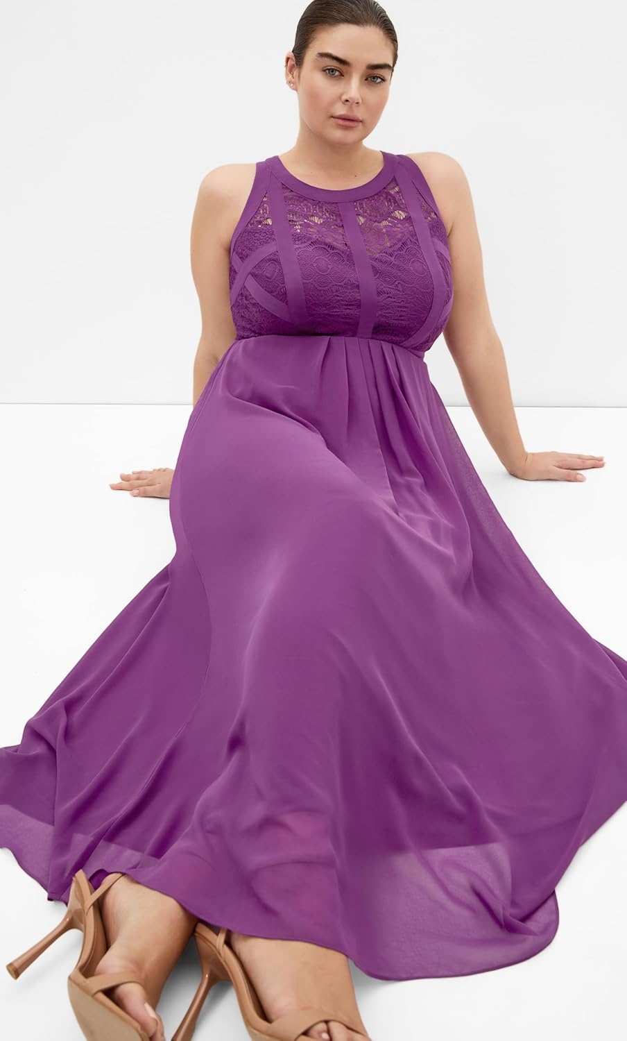 image:imageCity Chic Plus Size Dress Panelled Bodice MaxiHollyhock