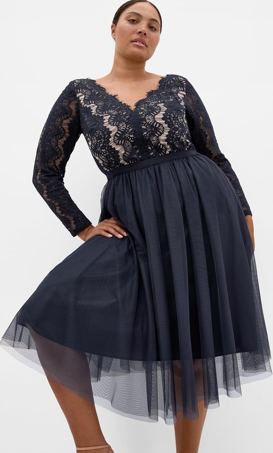 image:imageCity Chic Plus Size Dress Rare Beauty Lace MidiNavy