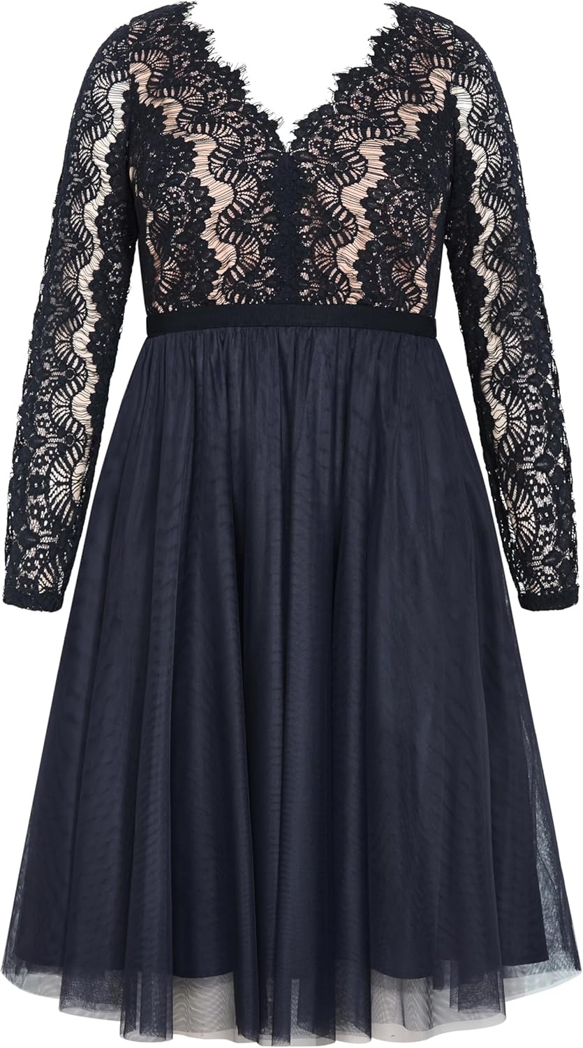 image:imageCity Chic Plus Size Dress Rare Beauty Lace MidiNavy