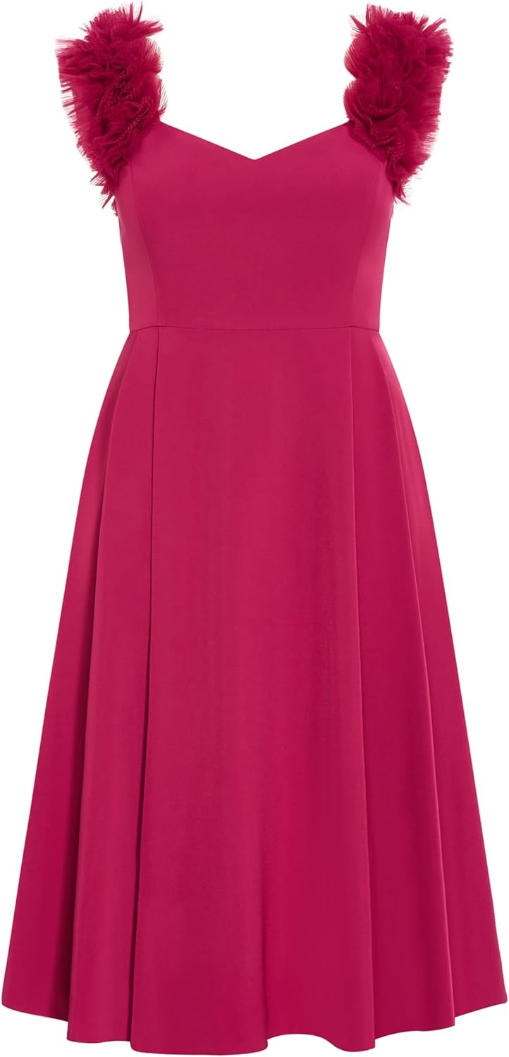 image:imageCity Chic Plus Size Dress Roselyn Ruffle Tulle MidiRaspberry