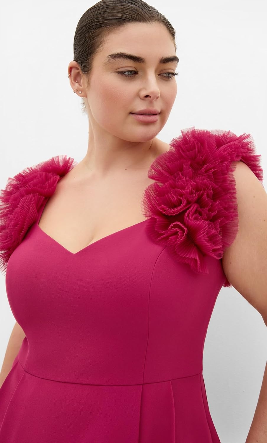 image:imageCity Chic Plus Size Dress Roselyn Ruffle Tulle MidiRaspberry