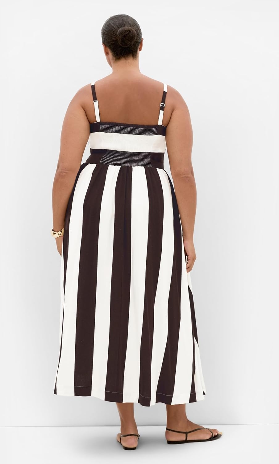 image:imageCity Chic Plus Size Dress Simone Strapless Stripe MaxiChocolateIvory