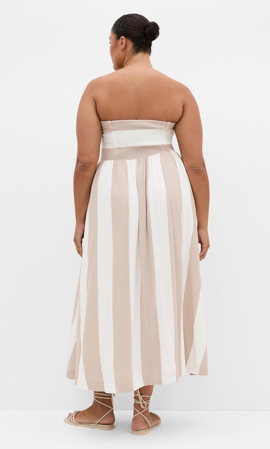 image:imageCity Chic Plus Size Dress Simone Strapless Stripe MaxiStoneIvory