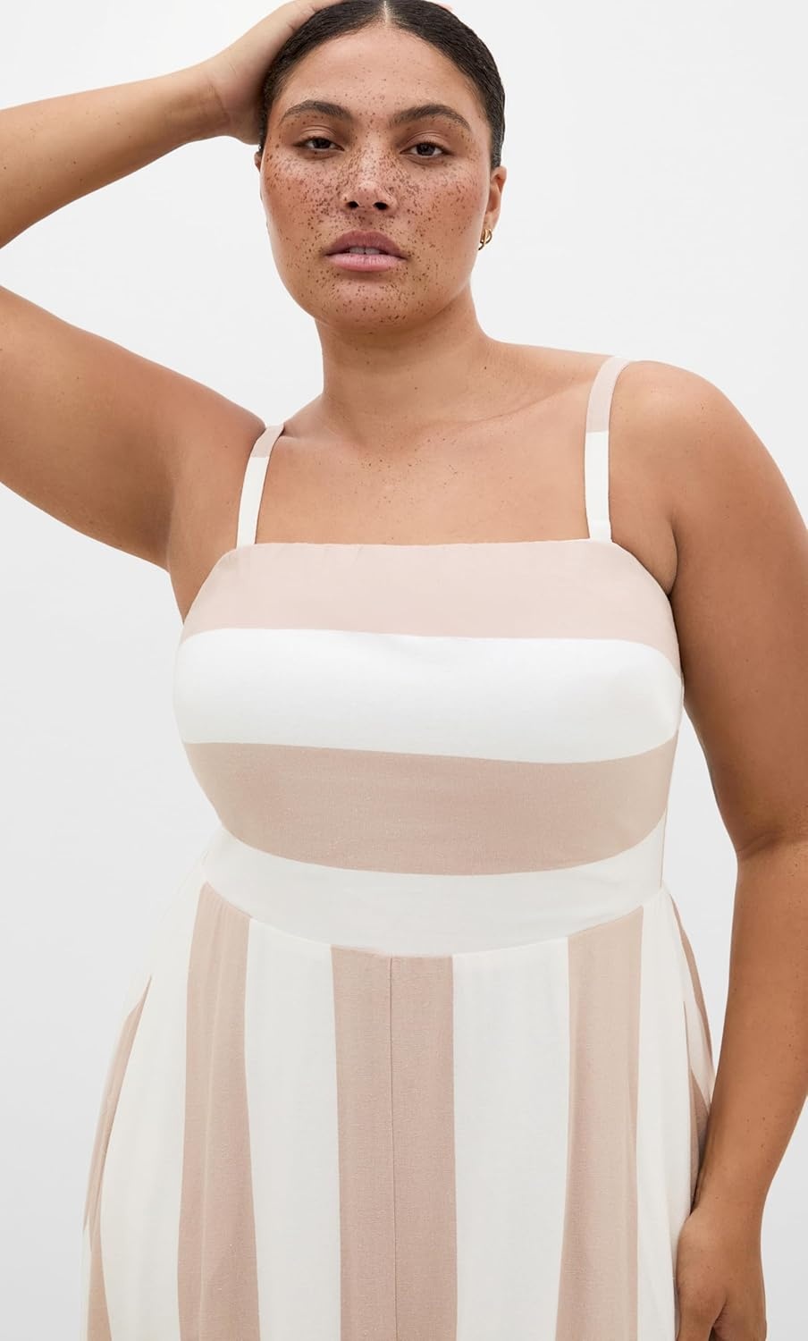 image:imageCity Chic Plus Size Dress Simone Strapless Stripe MaxiStoneIvory