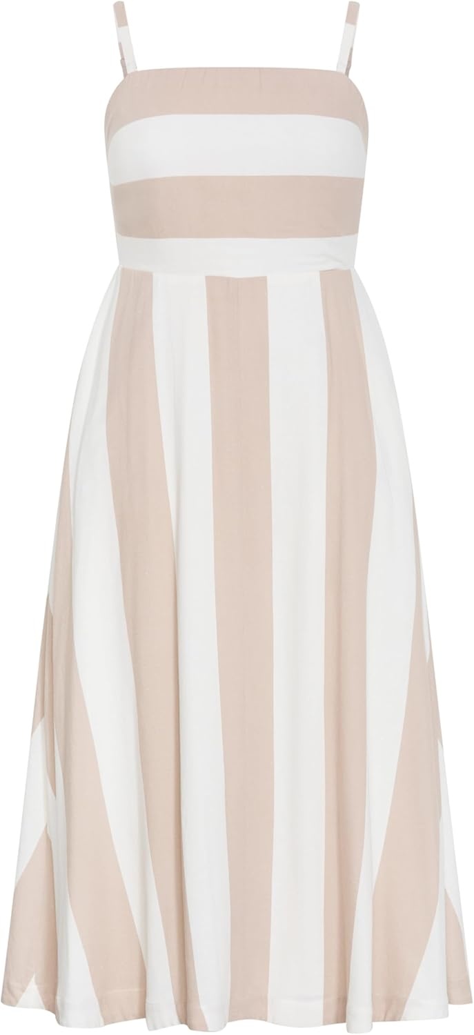 image:imageCity Chic Plus Size Dress Simone Strapless Stripe MaxiStoneIvory