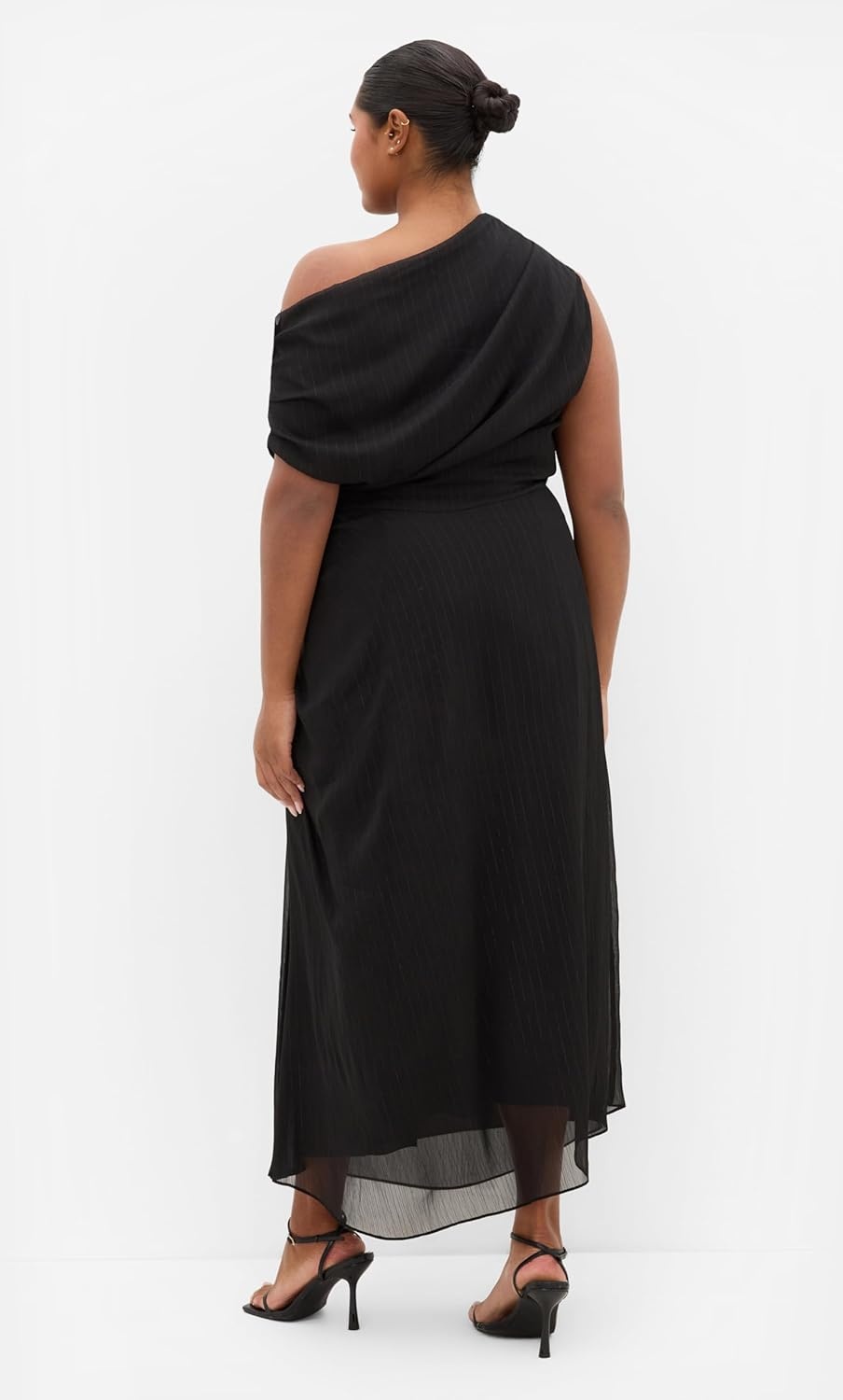 image:imageCity Chic Plus Size Dress Vivid Lurex Stripe MaxiMetallic Black