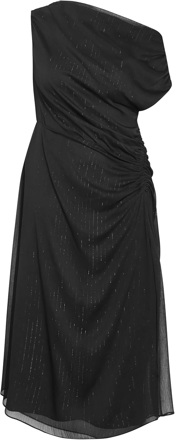 image:imageCity Chic Plus Size Dress Vivid Lurex Stripe MaxiMetallic Black