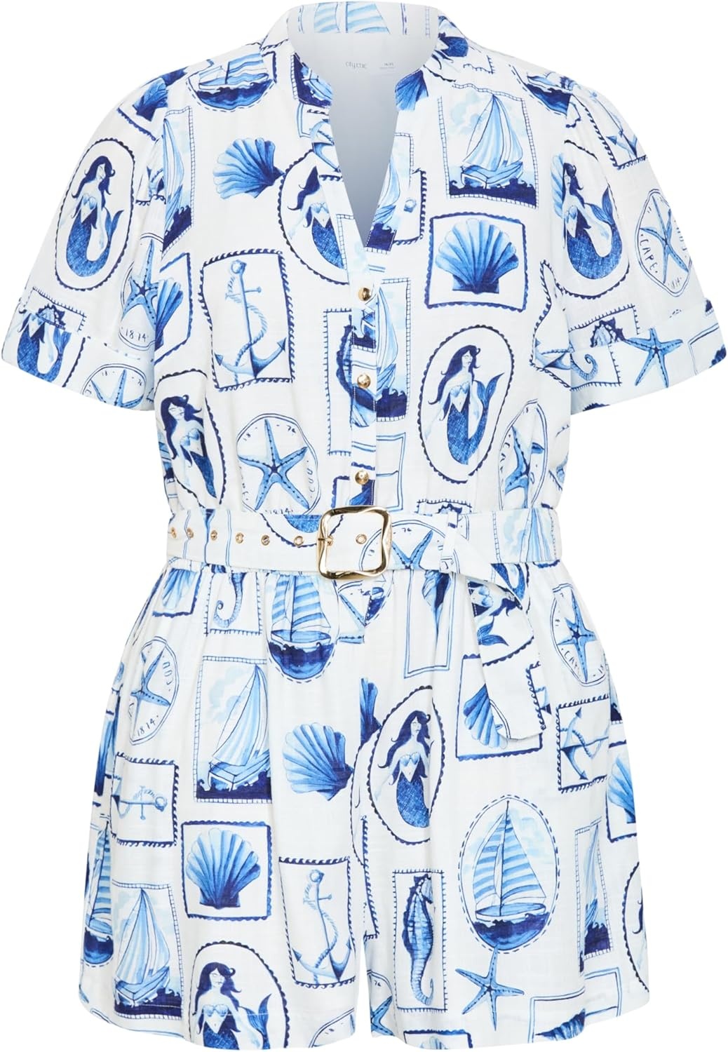 image:imageCity Chic Plus Size Playsuit Elise Amalfi PrintAmalfi Postcard