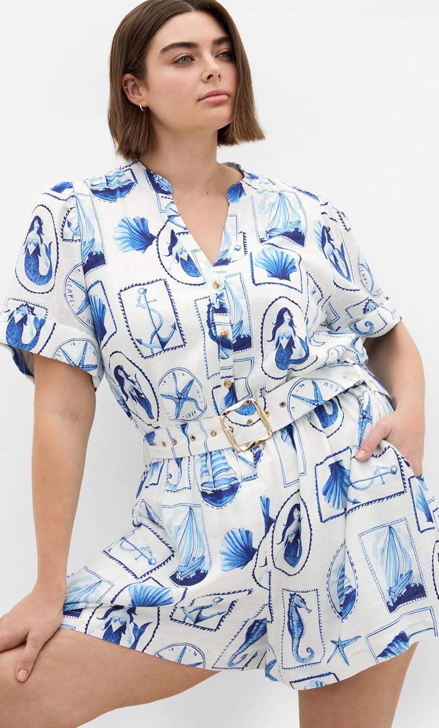 image:imageCity Chic Plus Size Playsuit Elise Amalfi PrintAmalfi Postcard