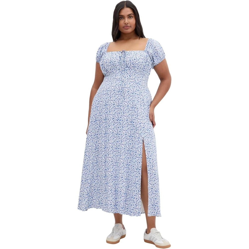 image:imageCity Chic Plus Size Dress  Abbie Short Sleeve Floral Print MaxiBlue