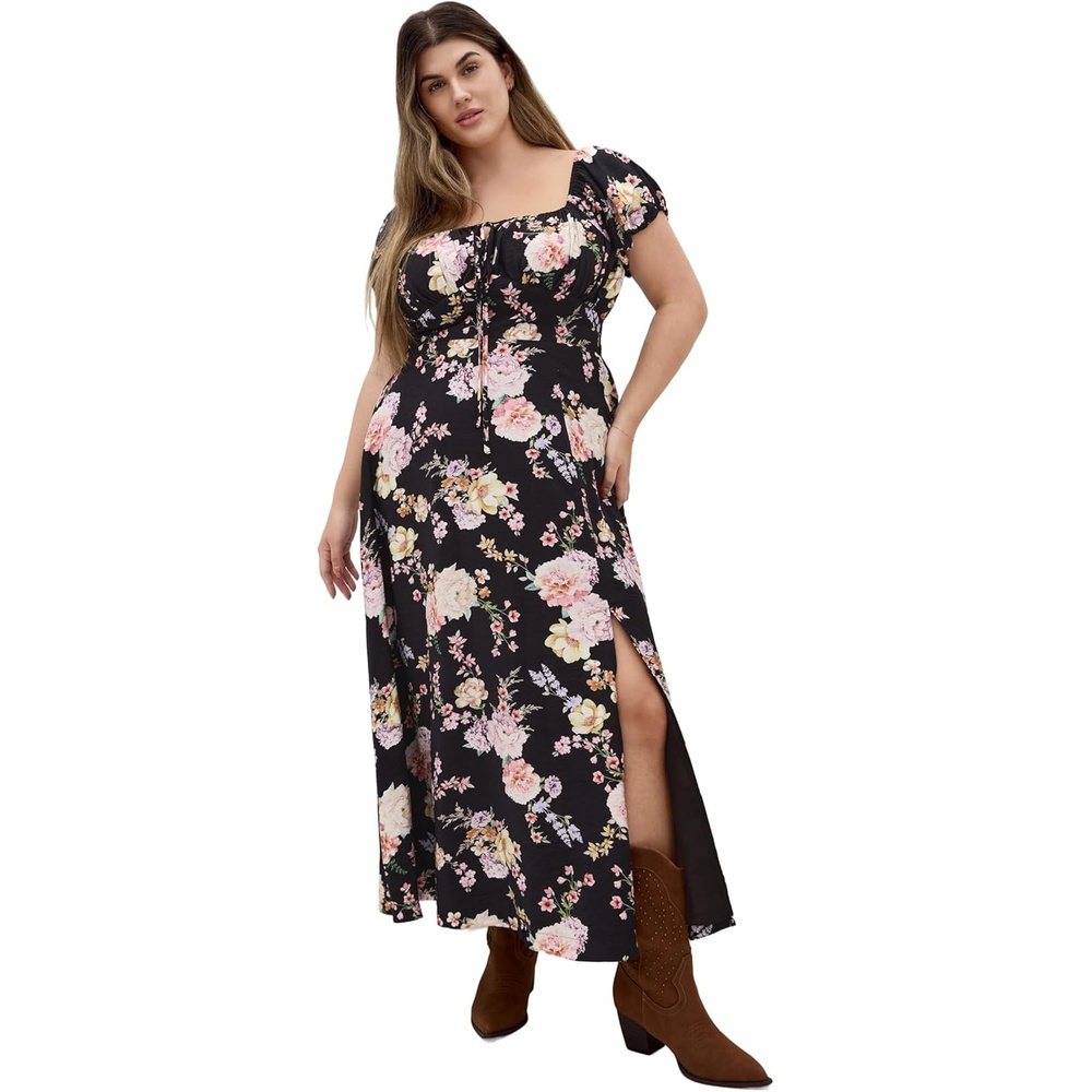 image:imageCity Chic Plus Size Dress Abbigail Floral Print MaxiBlk Flirty Floral