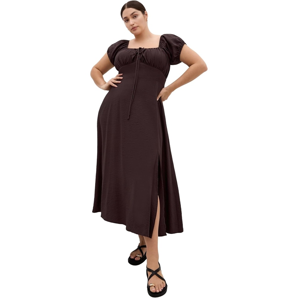 image:imageCity Chic Plus Size Dress Abbigail Split MaxiChocolate