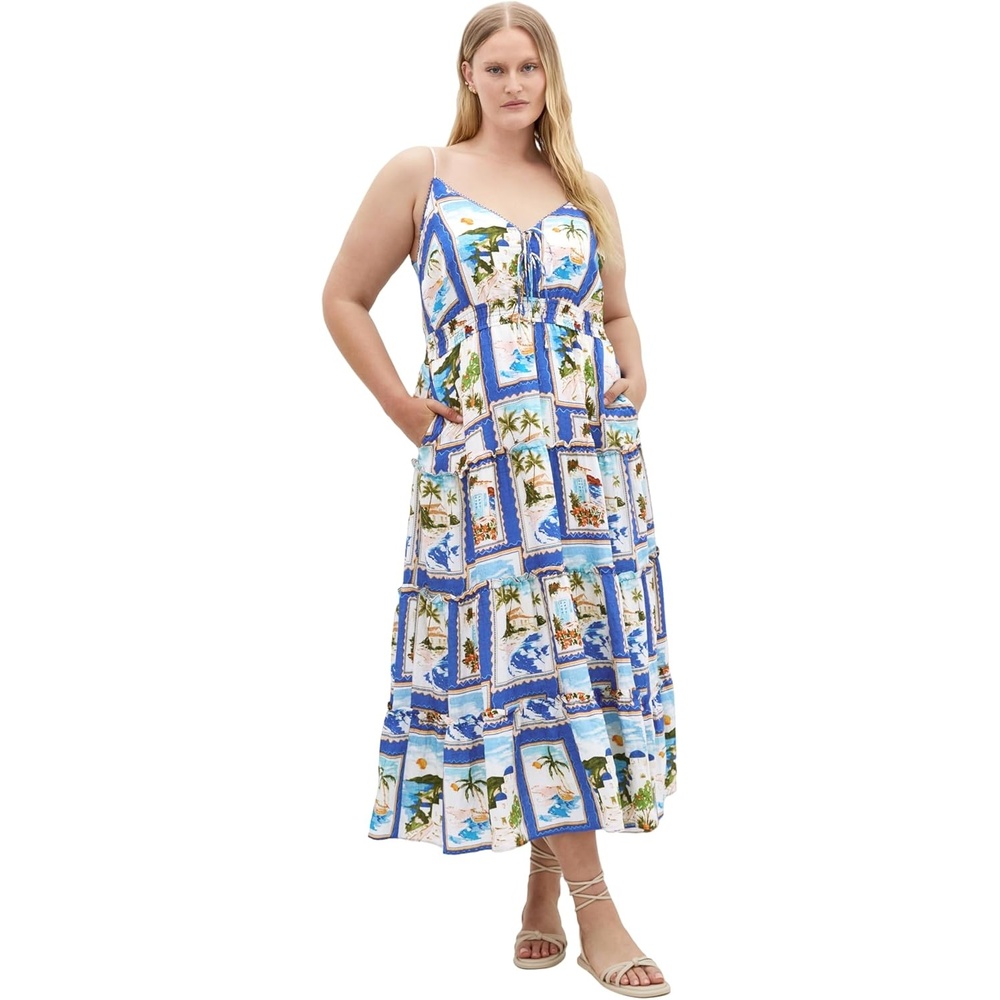 image:imageCity Chic Plus Size Dress  Aiza Postcard Print MaxiBlue Postcard