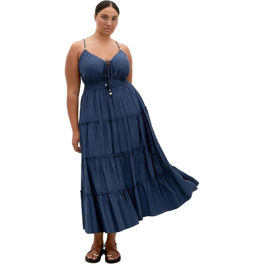 image:imageCity Chic Plus Size Dress  Aiza Tier MaxiPetrol