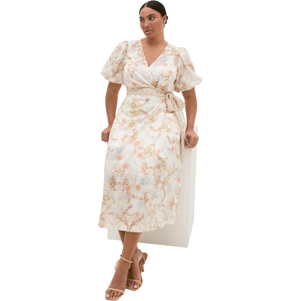 image:imageCity Chic Plus Size Dress  Anastasia Opulent Print Wrap MaxiOpulent Ivory