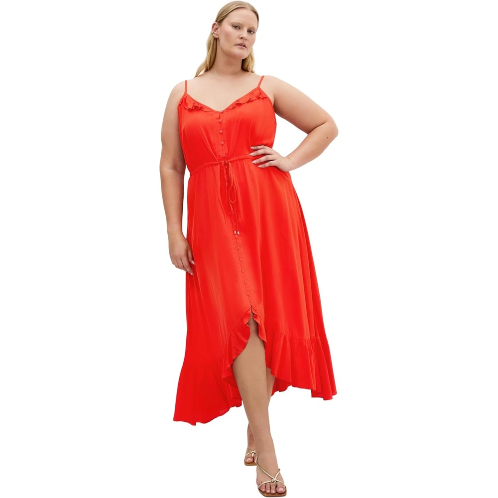 image:imageCity Chic Plus Size Dress Aruba Frill MaxiBurnt Orange