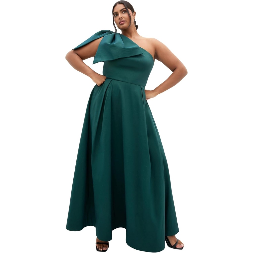 image:imageCity Chic Plus Size Dress  Captivate One Shoulder MaxiDeep Teal