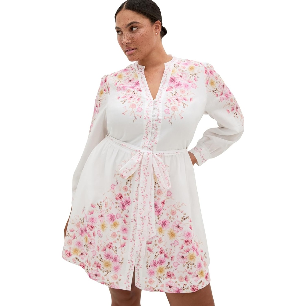 image:imageCity Chic Plus Size Dress  Elia Pink Patrice Print MiniIvory Patrice