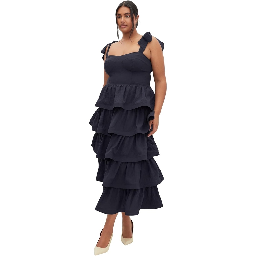 image:imageCity Chic Plus Size Dress  Elina Tier MaxiNavy