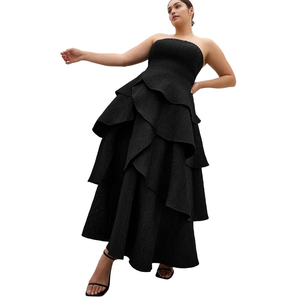 image:imageCity Chic Plus Size Dress Elizabeth Tiered Frill MaxiBlack