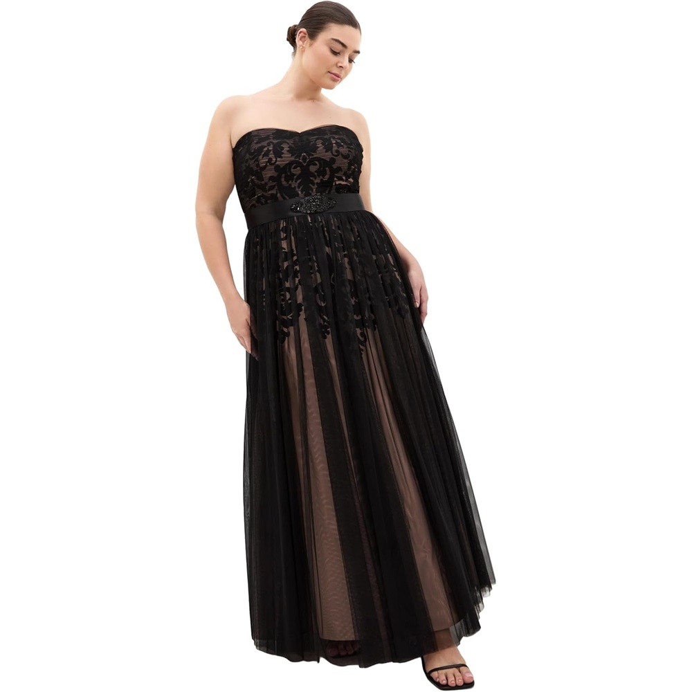 image:imageCity Chic Plus Size Dress Embroidered Tulle MaxiBlack