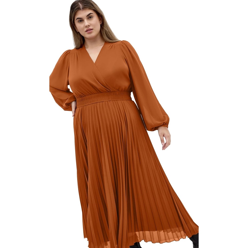 image:imageCity Chic Plus Size Dress Finley Sheer PleatGinger