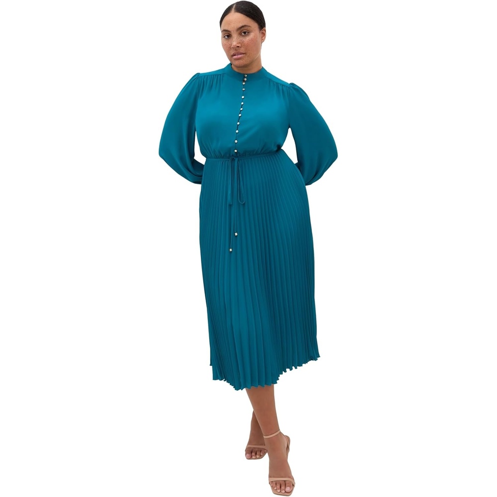 image:imageCity Chic Plus Size Dress Halle Long Sleeve PleatJade