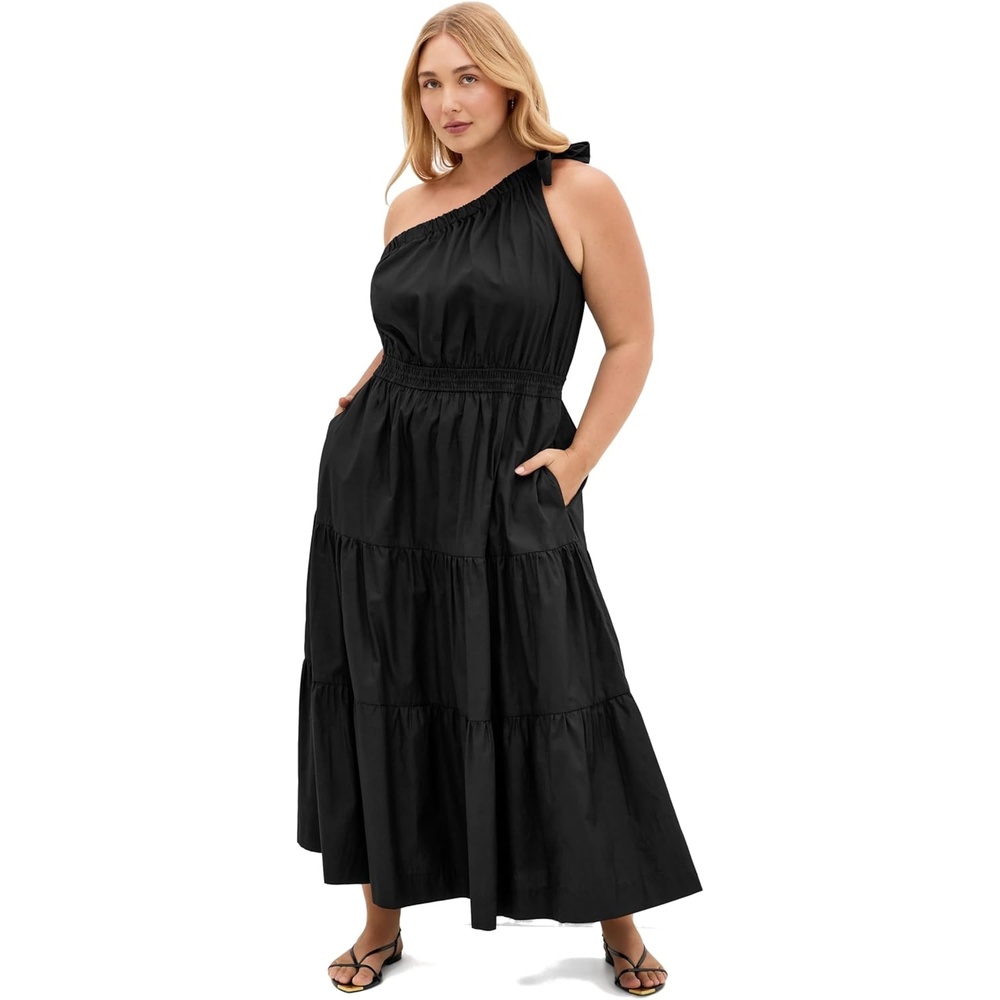 image:imageCity Chic Plus Size Dress Haylee One Shoulder Cotton MaxiBlack