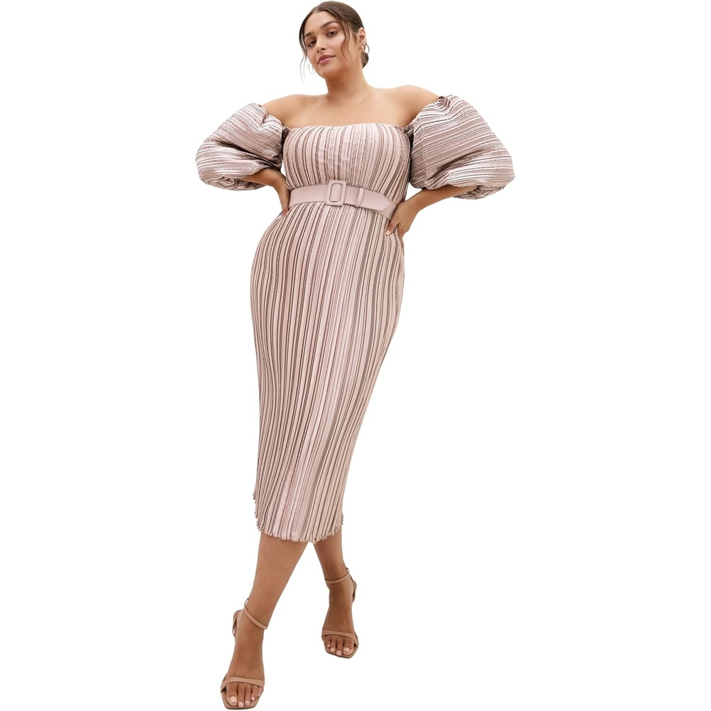 image:imageCity Chic Plus Size Dress  Krista PleatChampagne