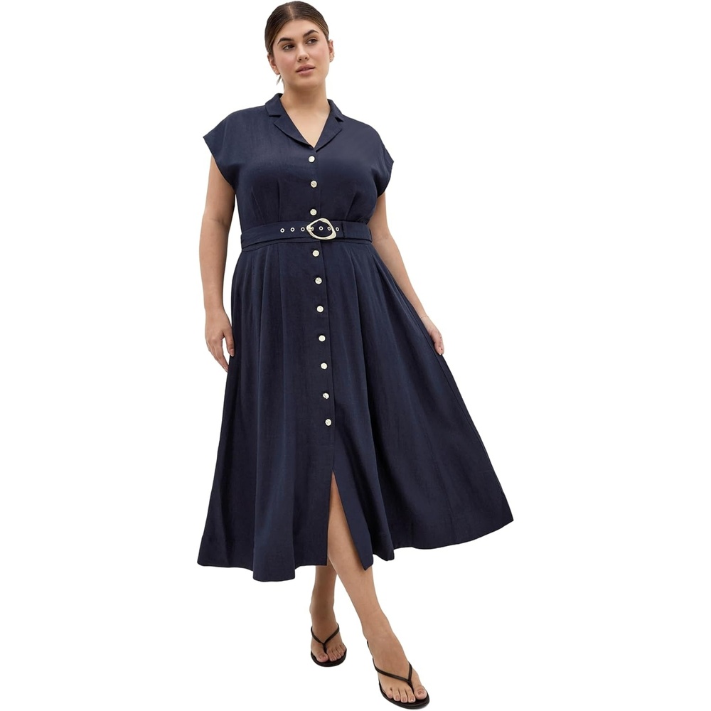 image:imageCity Chic Plus Size Dress Liliyana LinenNavy
