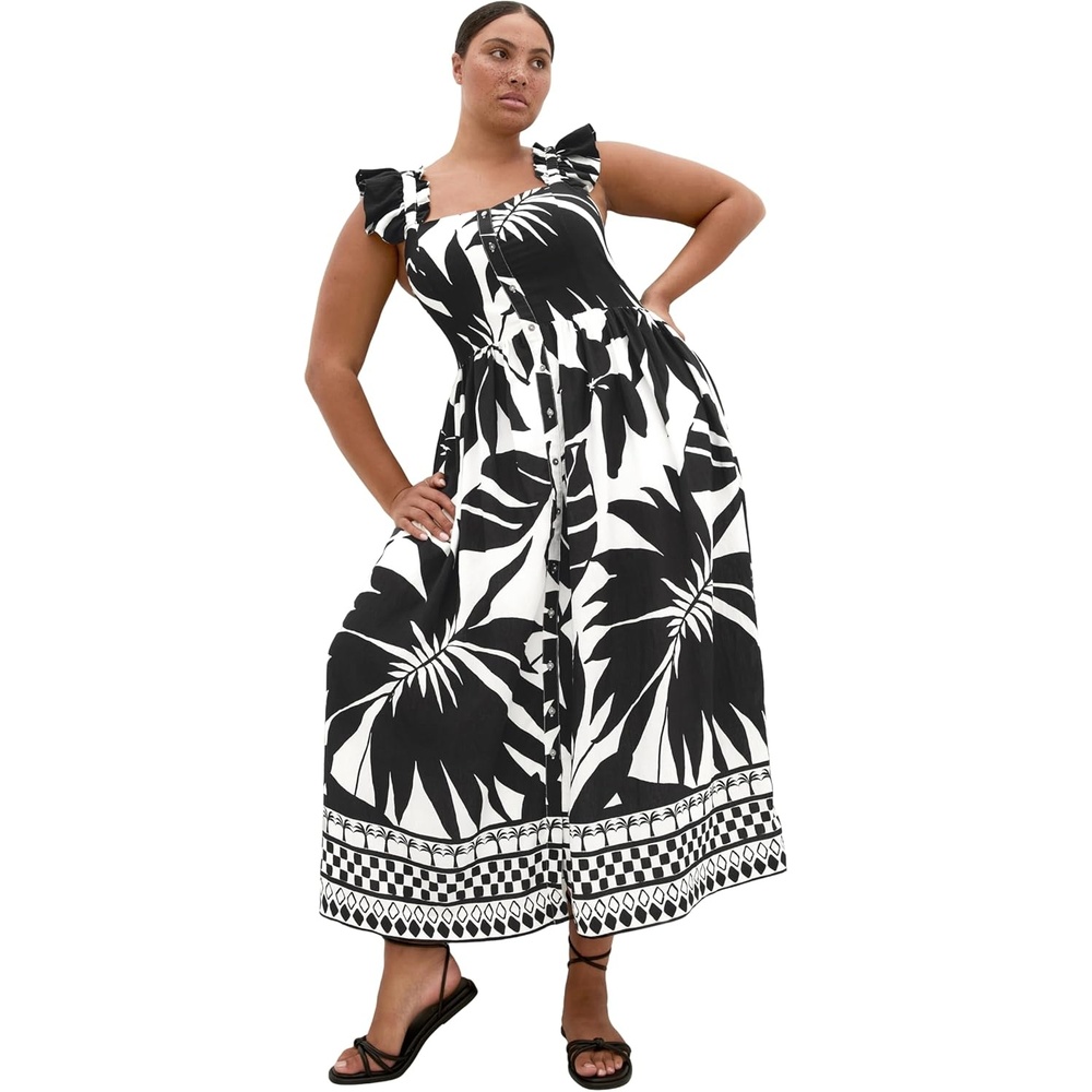 image:imageCity Chic Plus Size Dress  Mirage Oasis Print Tie Back MaxiIsland Oasis Bdr