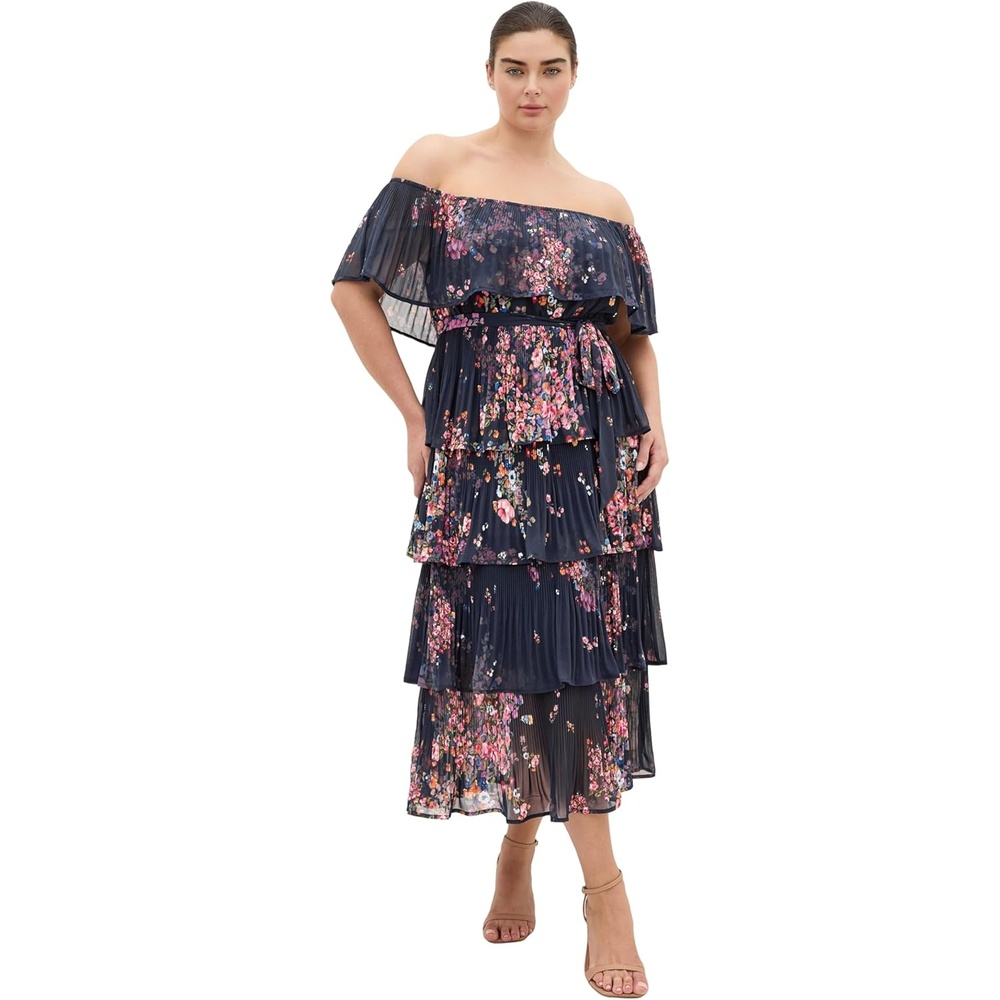 image:imageCity Chic Plus Size Dress Night Garden Print Tier MidiRoyal Blue