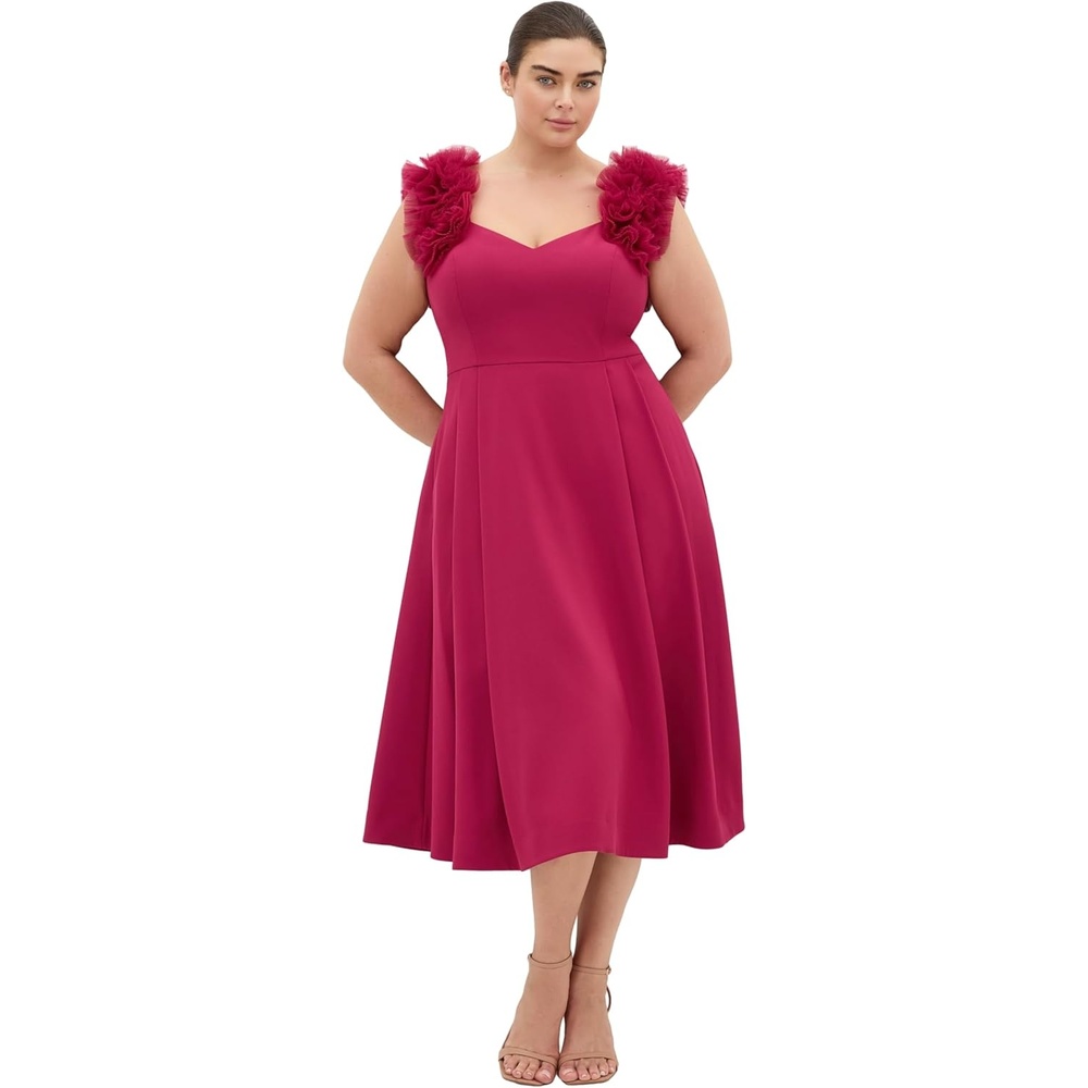 image:imageCity Chic Plus Size Dress  Roselyn Ruffle Tulle MidiRaspberry