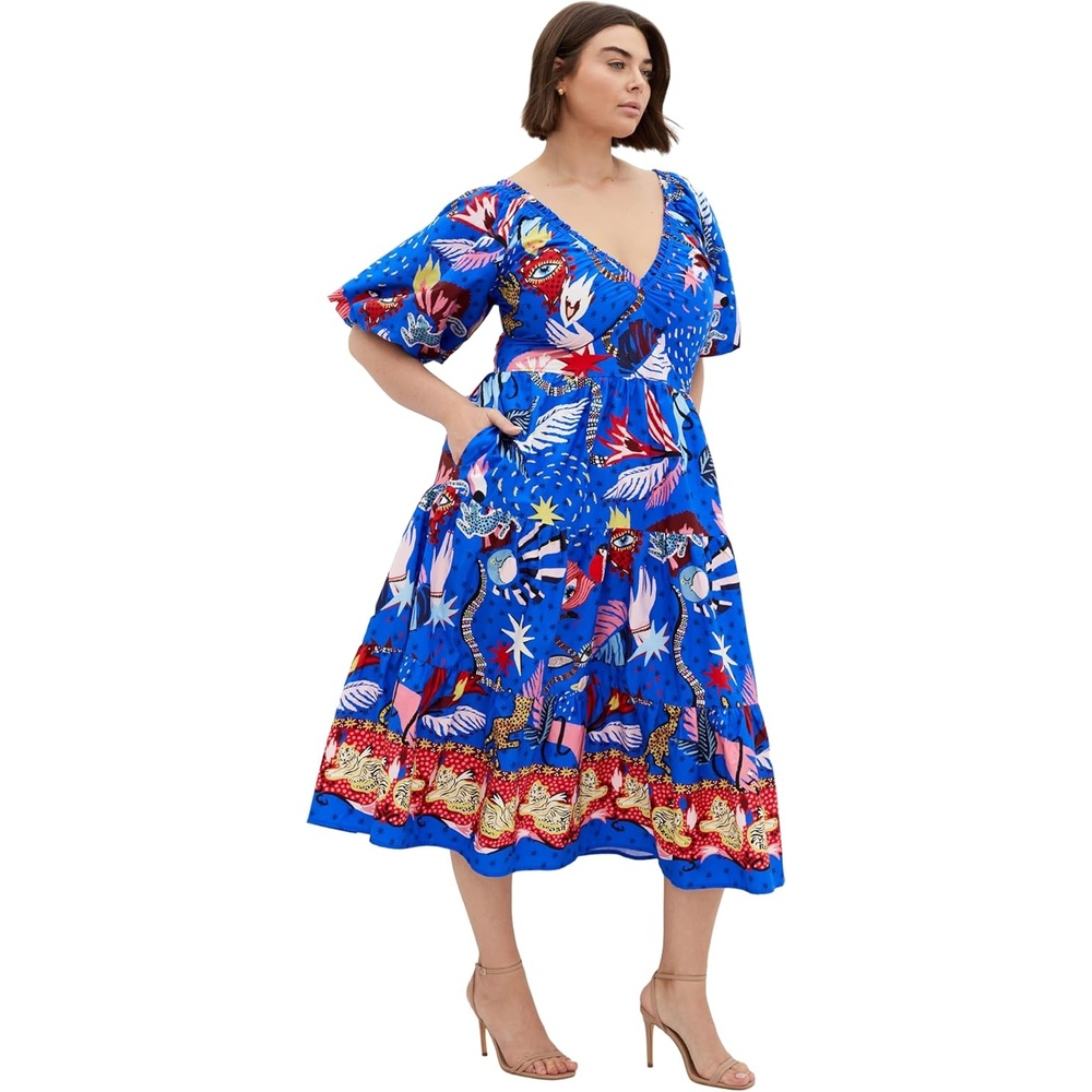 image:imageCity Chic Plus Size Dress  Simona Print Puff SleeveCalista