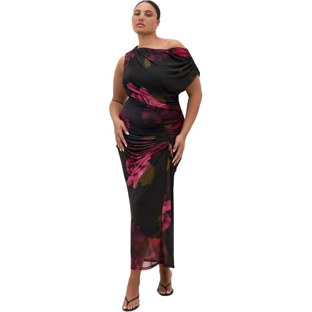 image:imageCity Chic Plus Size Dress Vivid Mesh Print MaxiVivid Garden