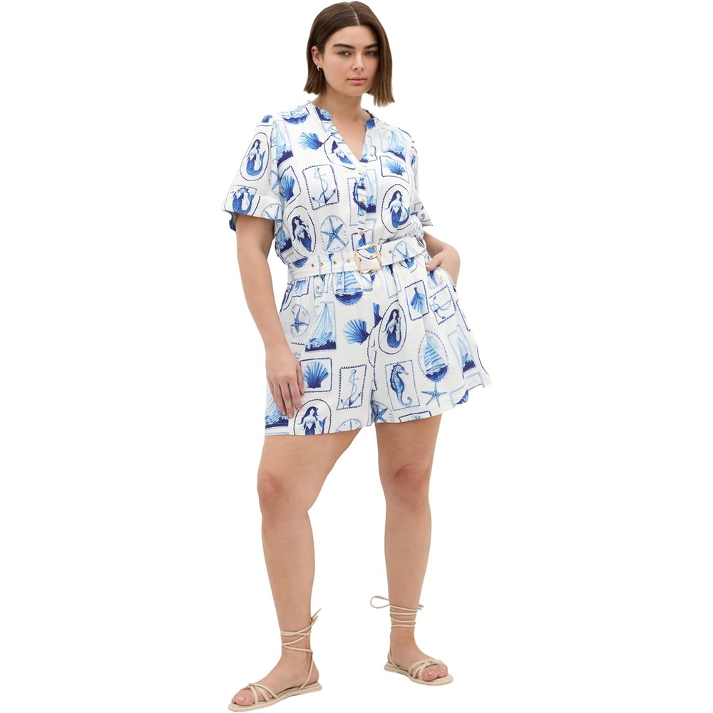 image:imageCity Chic Plus Size Playsuit Elise Amalfi PrintAmalfi Postcard