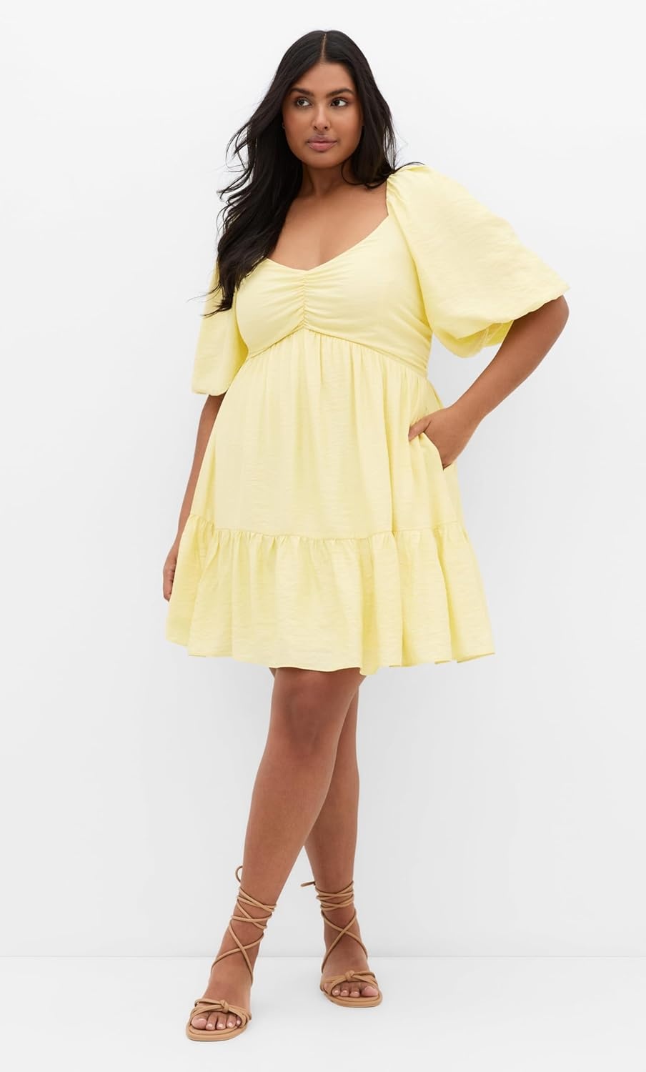 image:imageCity Chic Plus Size Dress Mindy Babydoll MiniLemon Drop