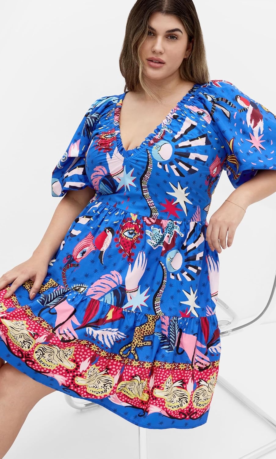 image:imageCity Chic Womens Plus Size Dress Simona Print MiniBlue