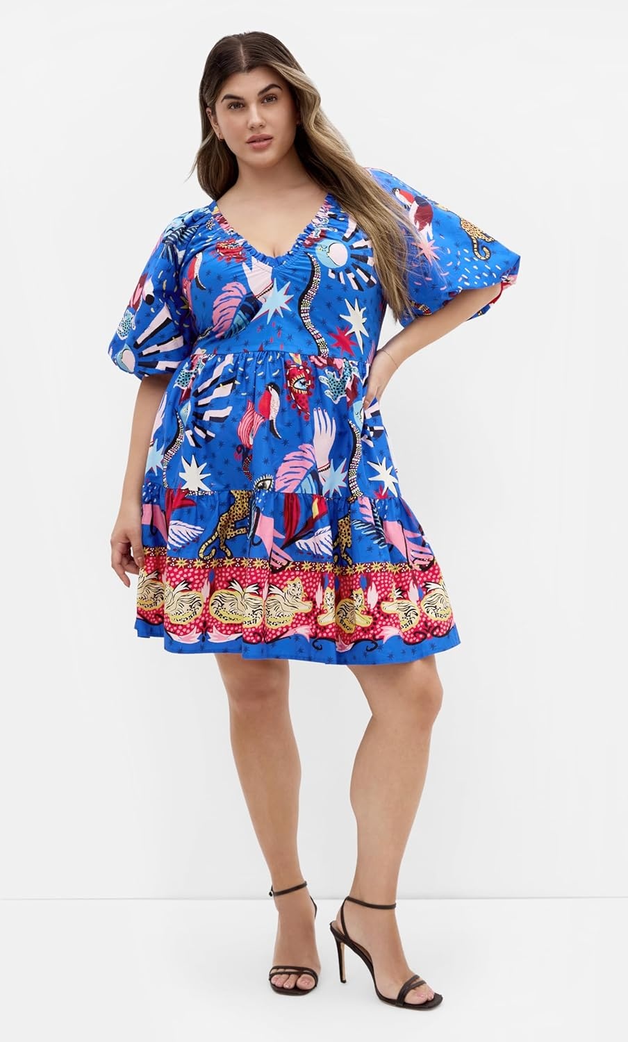 image:imageCity Chic Womens Plus Size Dress Simona Print MiniBlue