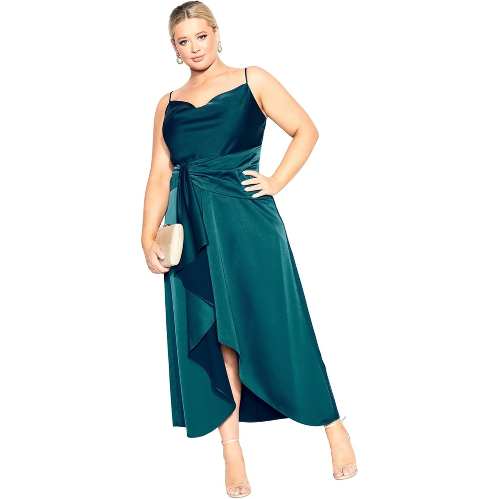 image:imageCity Chic Plus Size Dress Simplicity Faux Wrap MidiPosiedon