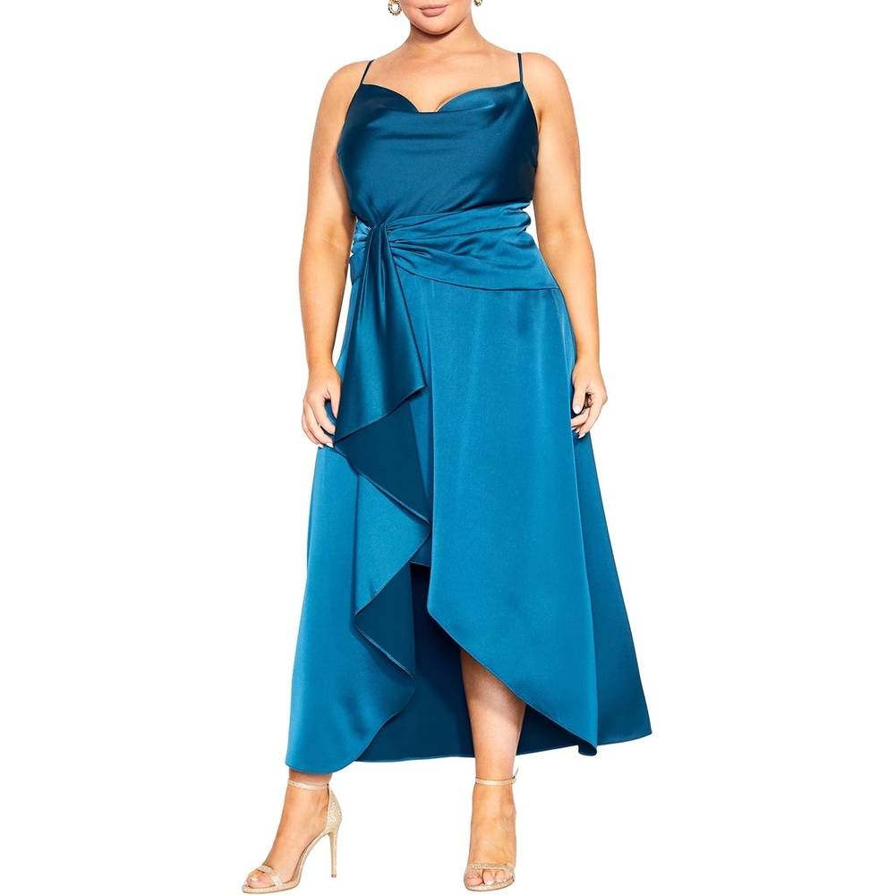 image:imageCity Chic Plus Size Dress Simplicity Faux Wrap MidiViridian