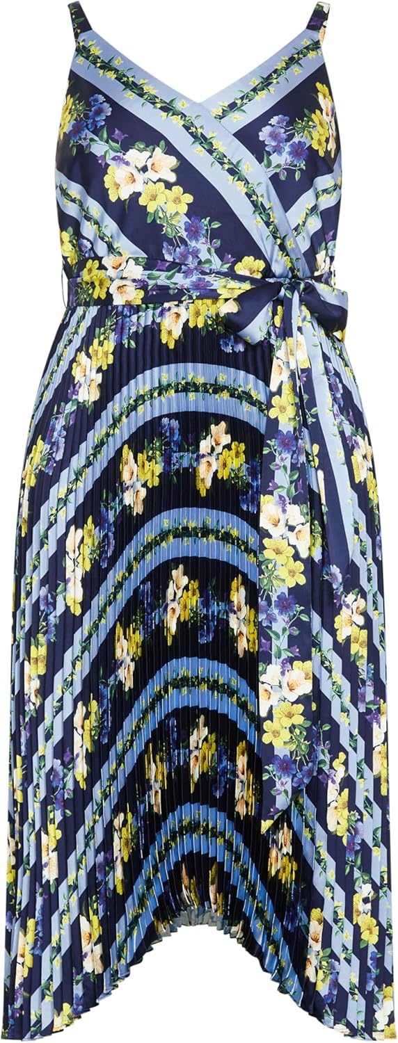 image:imageCity Chic Plus Size Dress Amelia Print PleatNavy Garden