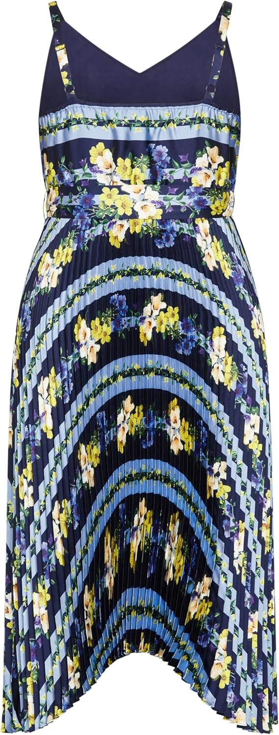 image:imageCity Chic Plus Size Dress Amelia Print PleatNavy Garden